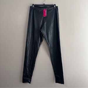 Commando Black Faux Leather Leggings Womens XL NWT Stretch Pull-on Pants
